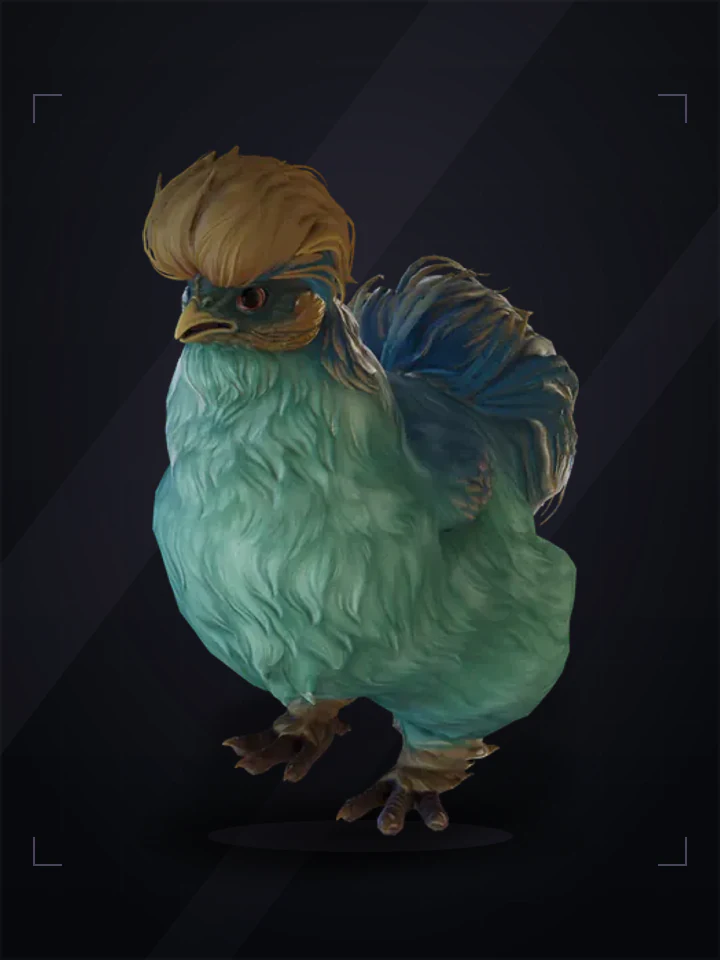 CS2 pet chicken: silkie, Aqua with Yellow